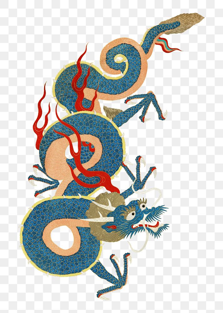 PNG Blue  Japanese dragon, mythical creature illustration, transparent background. Remixed by rawpixel.