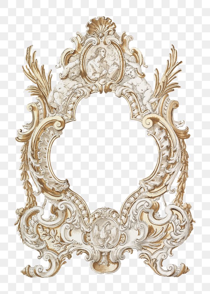 Ornament frame png vintage illustration, transparent background. Remixed by rawpixel. 