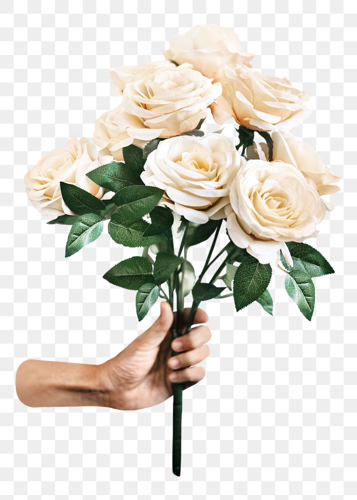 White roses png collage element, transparent background