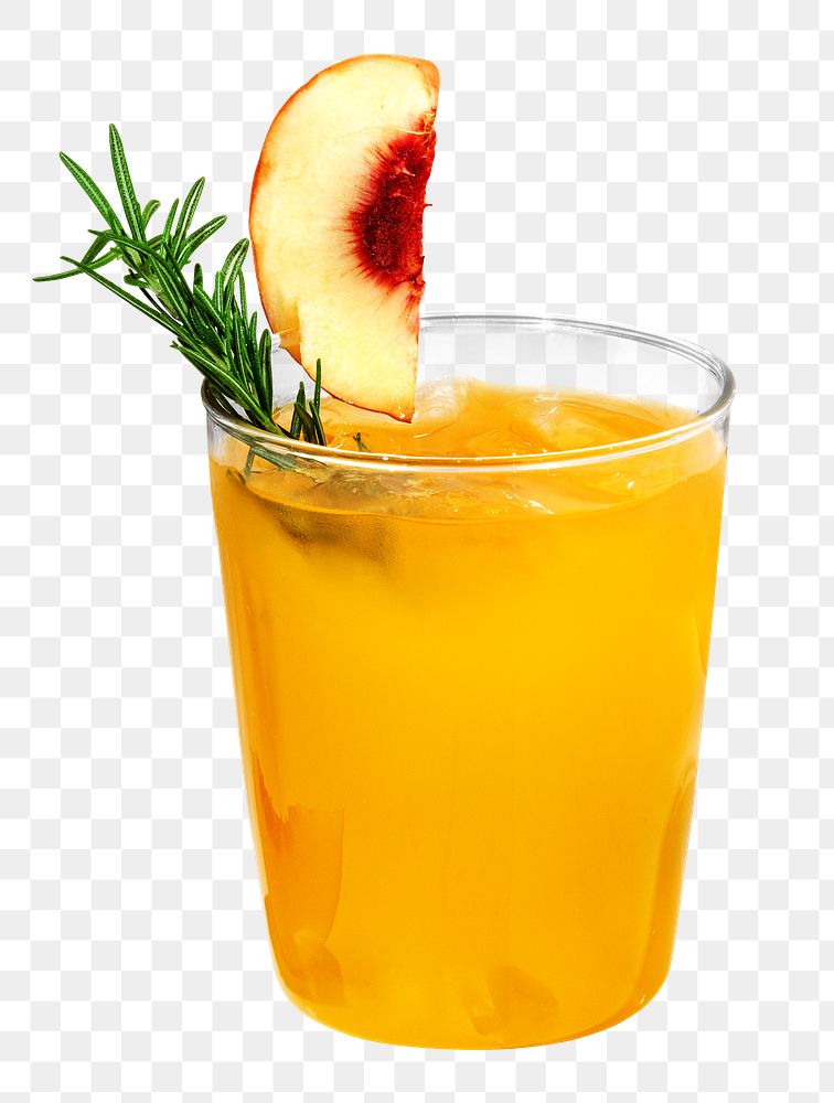 PNG Peach and rosemary cocktail drink, collage element, transparent background.