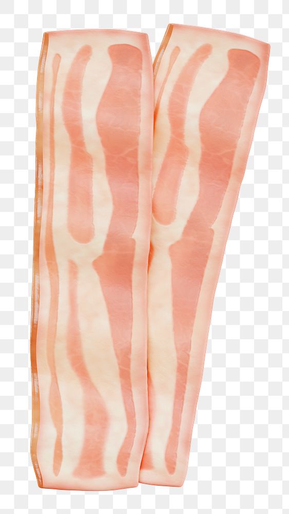 PNG 3D bacon meat, element illustration, transparent background