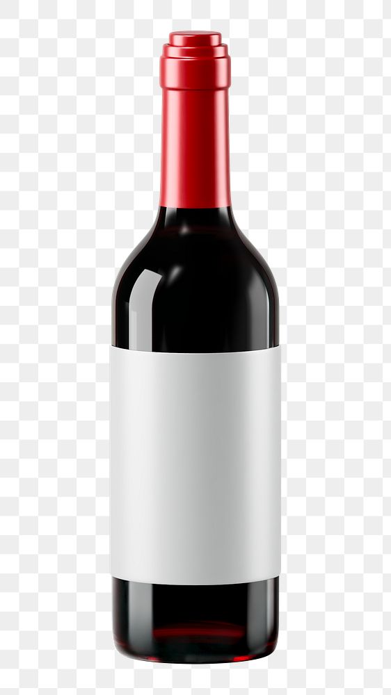 PNG 3D red wine bottle, element illustration, transparent background