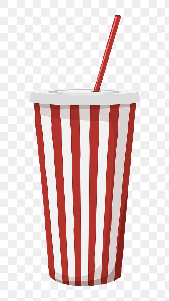 Red striped png paper cup, transparent background