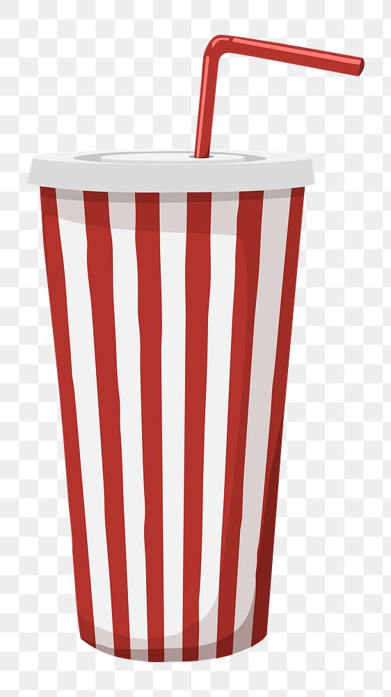Red striped png paper cup, transparent background