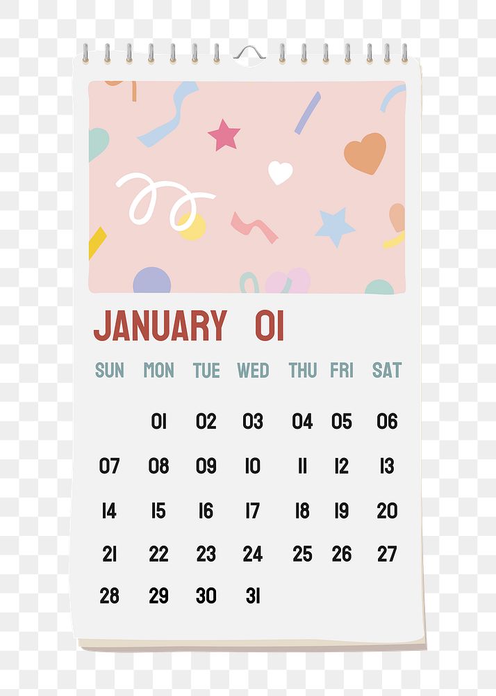 Hanging calendar aesthetic illustration 