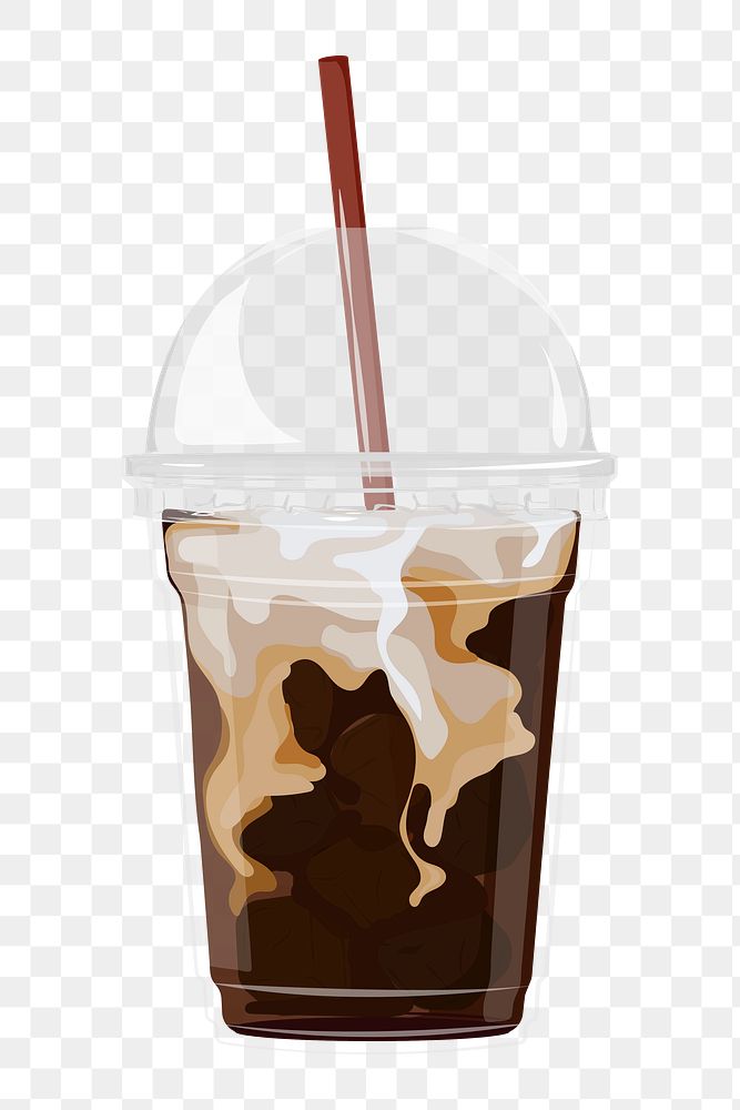 PNG iced latte coffee, transparent background