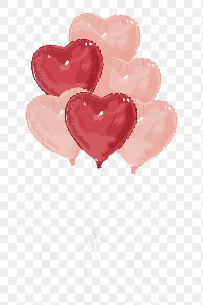 Heart balloons png, transparent background