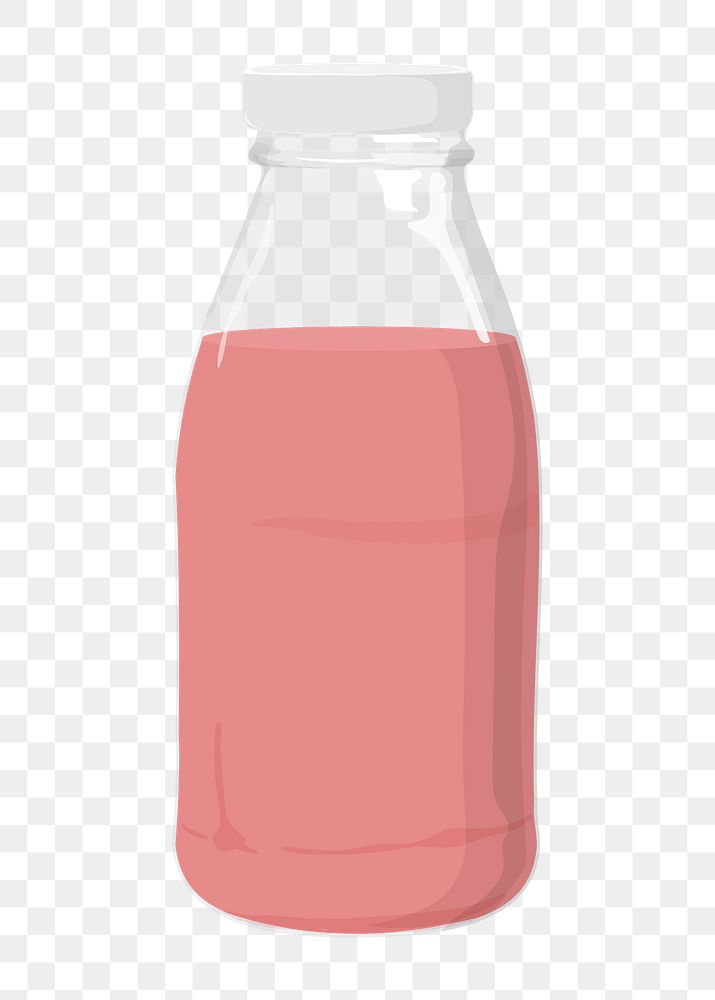 Strawberry png milk bottle, transparent background
