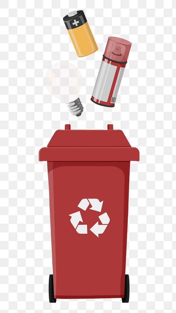 Red png recycling bin,  transparent background
