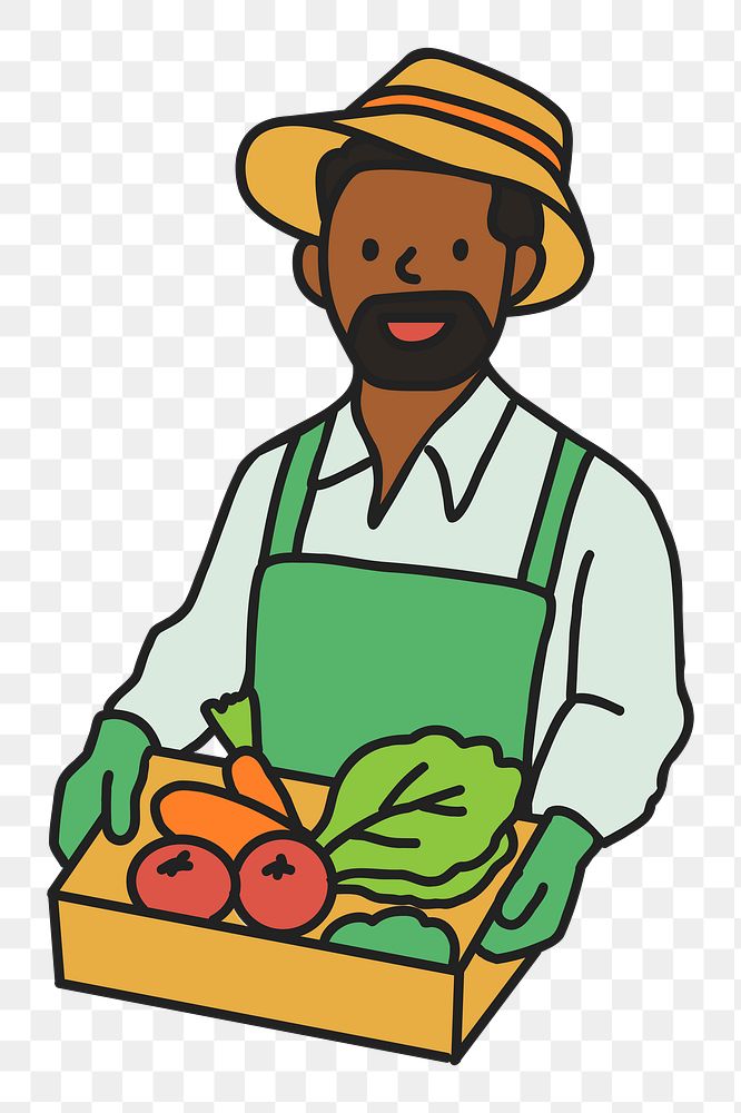 PNG Male smart farmer selling organic produce sticker, transparent background