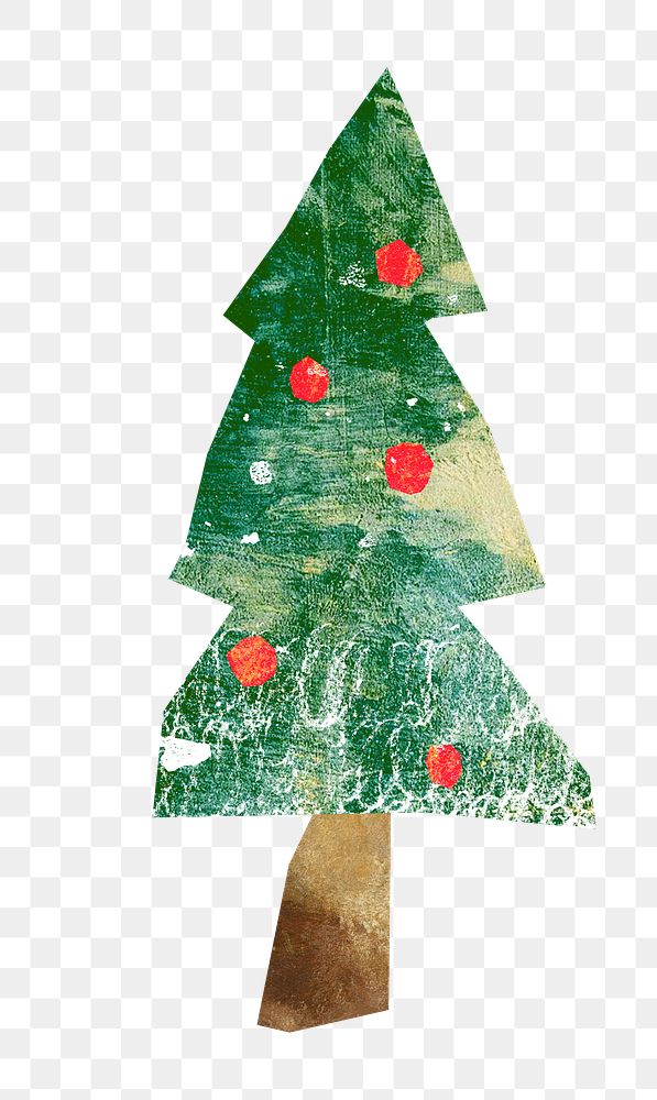 Christmas tree png, paper craft element, transparent background