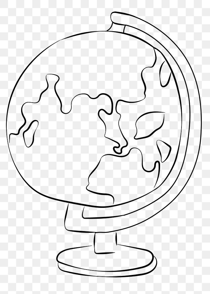 Globe ball png line art, transparent background