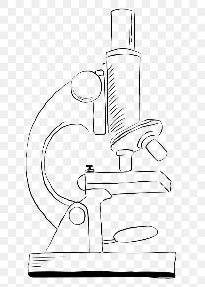 Microscope png line art, transparent background