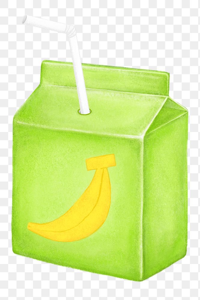 PNG Banana milk box, dairy drink illustration, transparent background