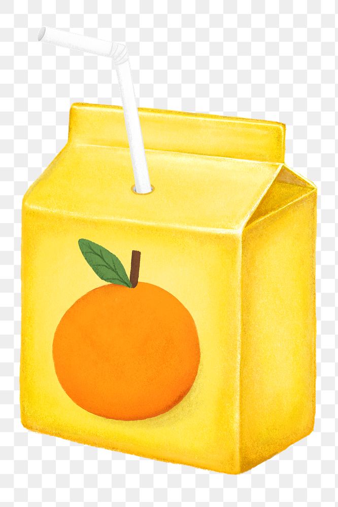 PNG Orange juice box, drink illustration, transparent background