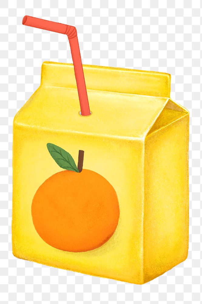PNG Orange juice box, drink illustration, transparent background