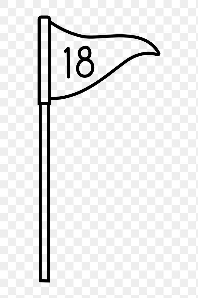 18th hole flag png line art, transparent background