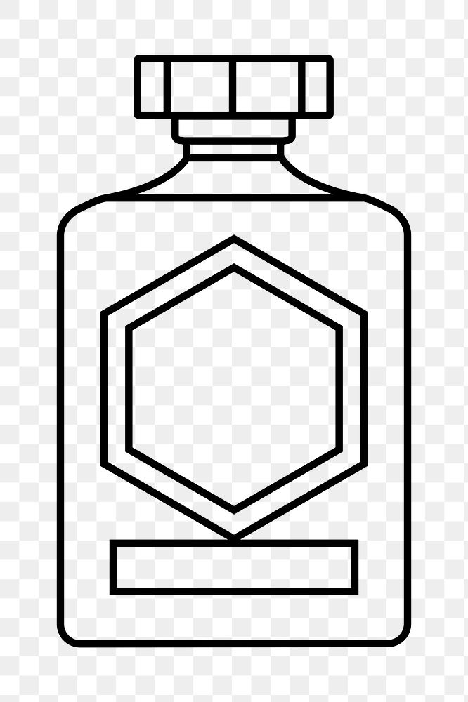 Brandy bottle png line art, transparent background