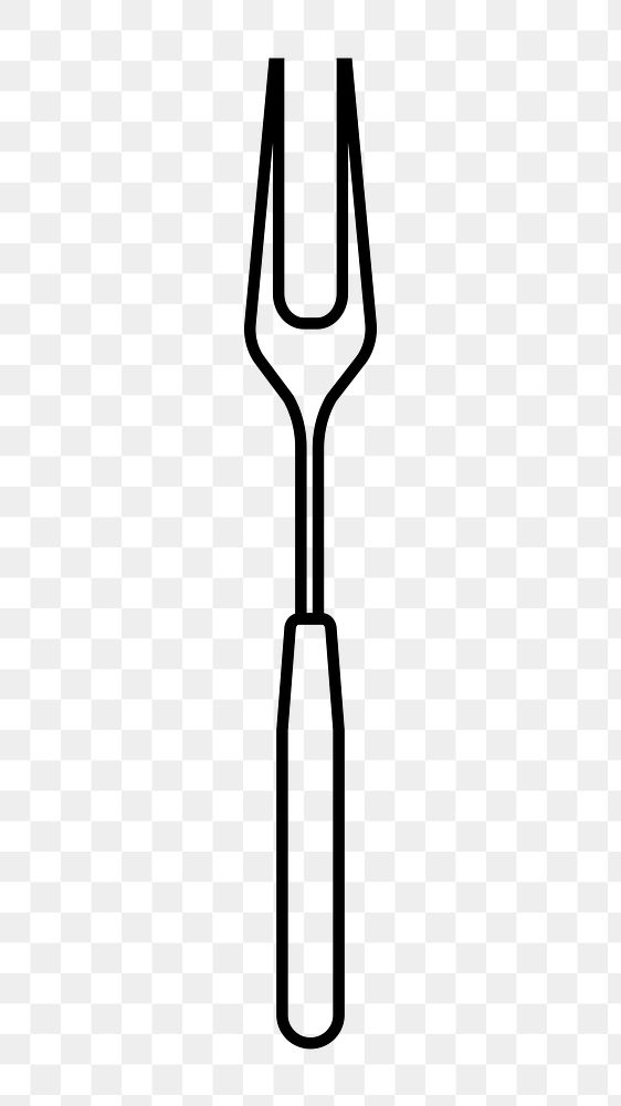 BBQ fork png line art, transparent background