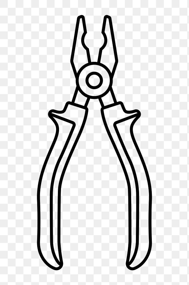 Pliers png line art, transparent background