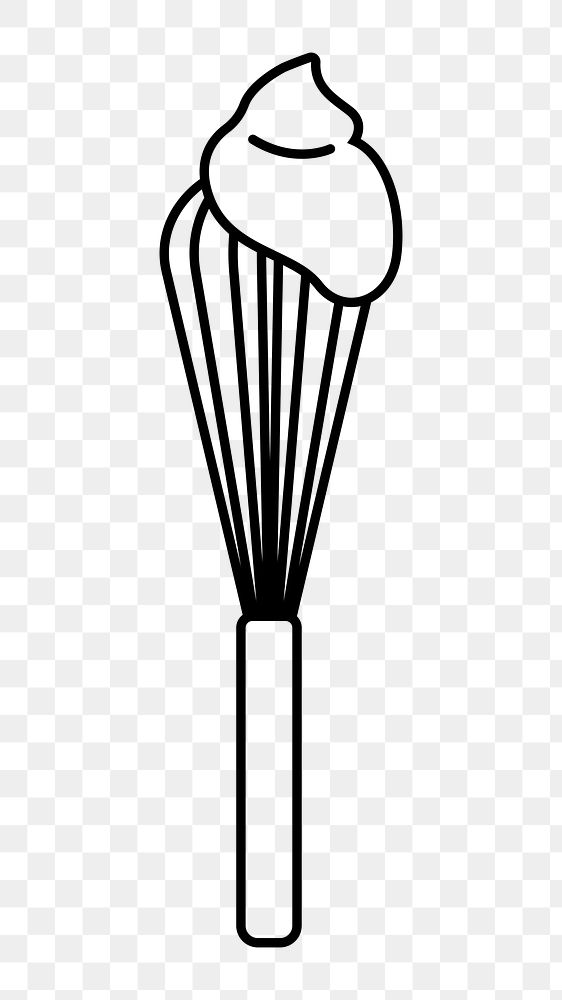 Whisk png line art, transparent background