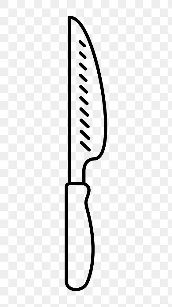 Chef's knife png line art, transparent background