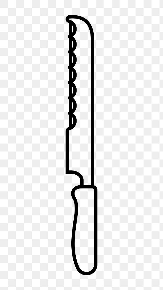 Bread knife png line art, transparent background