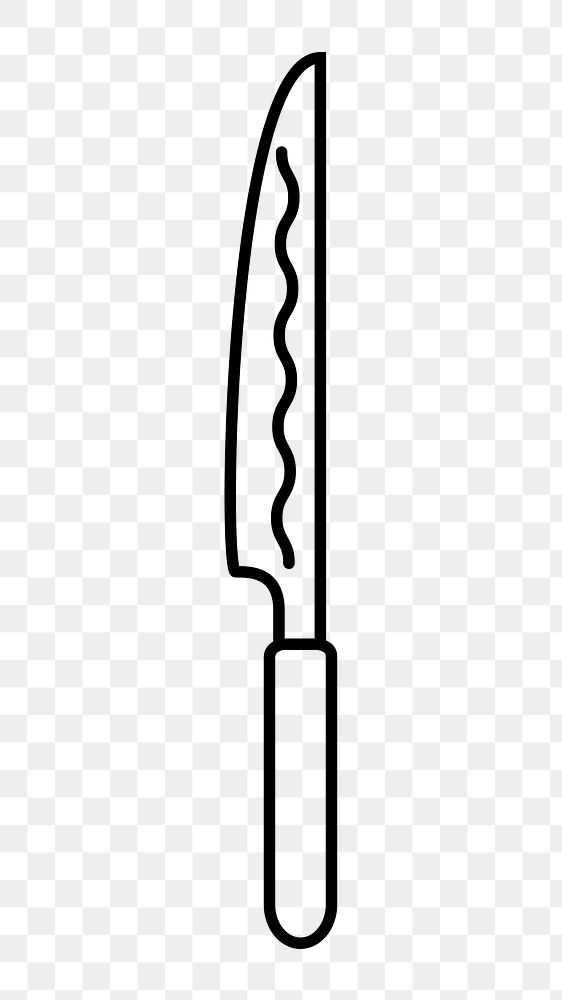 Chef's knife png line art, transparent background