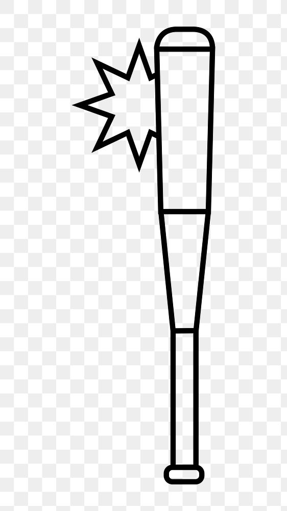 Baseball bat png line art, transparent background