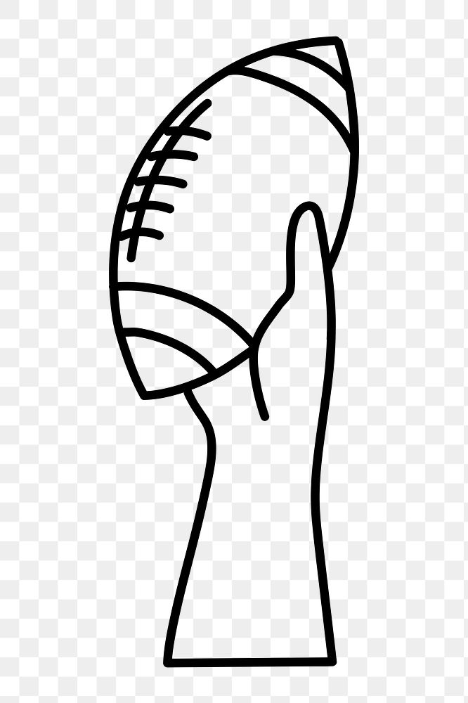 Rugby ball png line art, transparent background