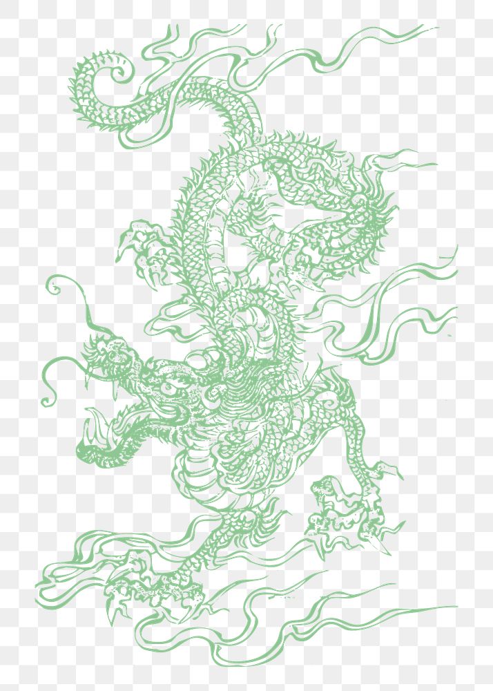 Png Chinese dragon, symbol of Chinese culture and Chinese folk religion. collage element, transparent background
