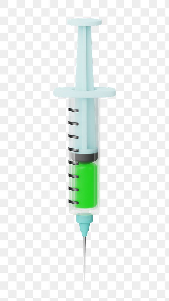 PNG 3D hypodermic needle, element illustration, transparent background