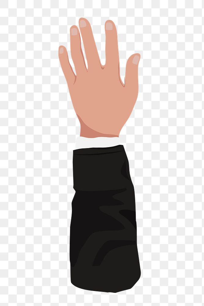 Businessman's raised hand png gesture, aesthetic illustration, transparent background