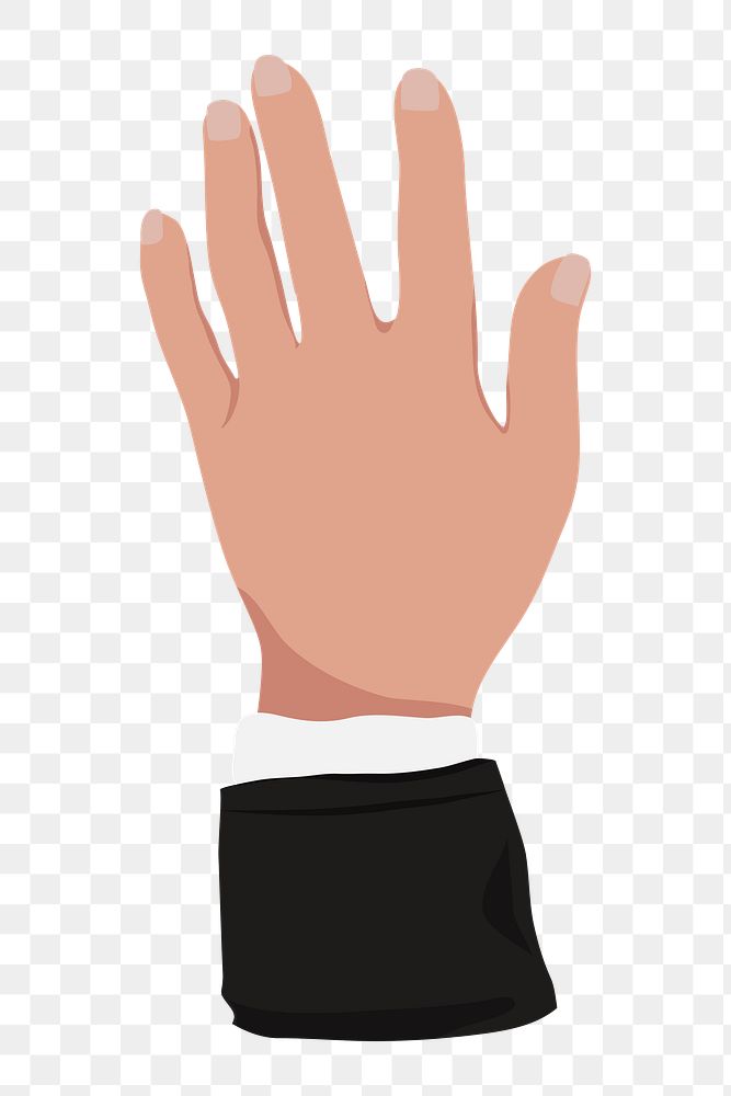 Businessman's raised hand png gesture, aesthetic illustration, transparent background