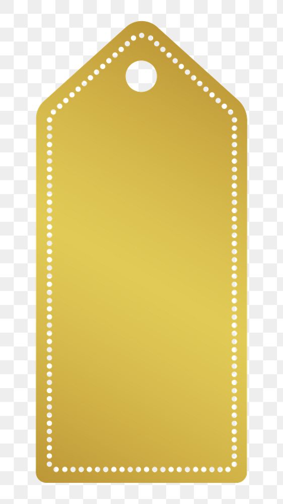 PNG metallic gold price tag, simple banner label transparent background