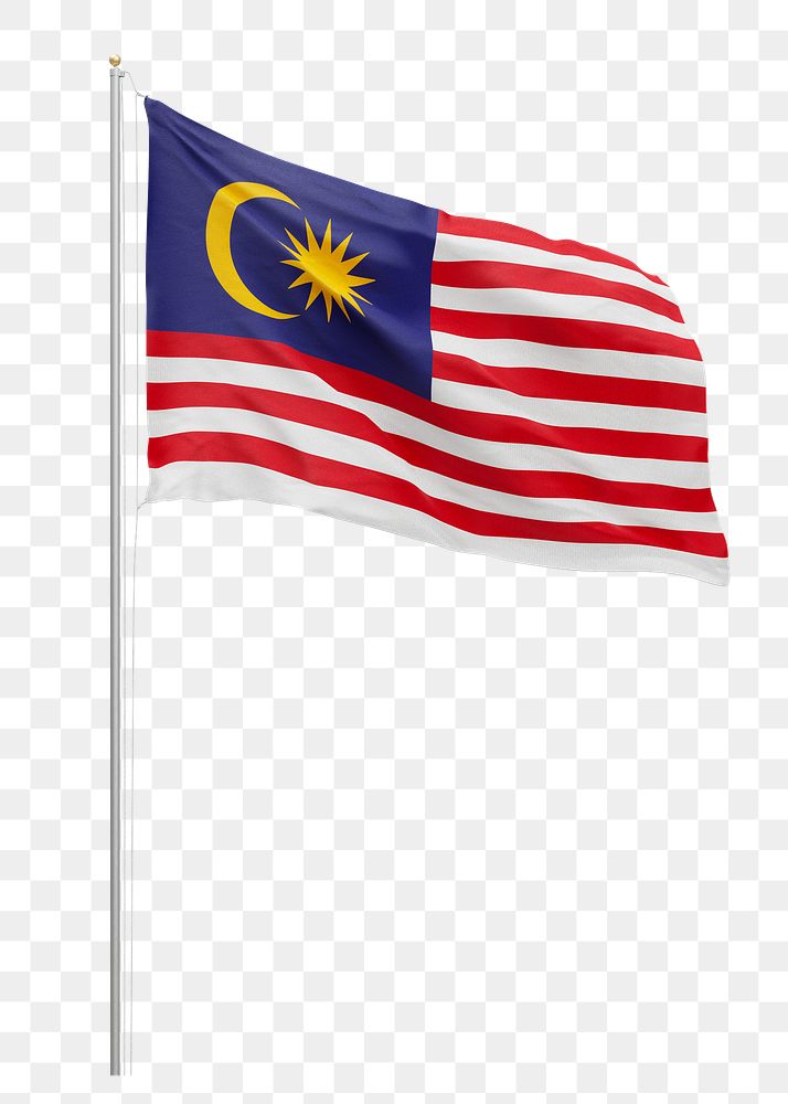 Png flag of Malaysia collage element, transparent background