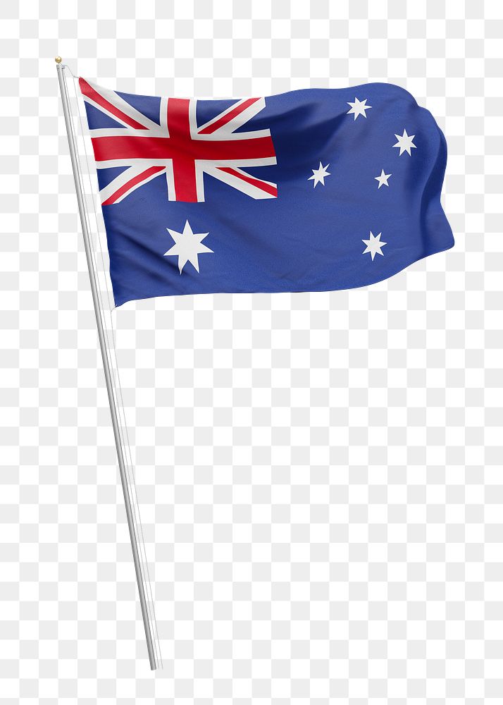 Png Australia flag on pole, transparent background