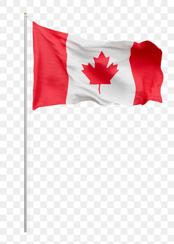 Png Canadian flag on pole, transparent background