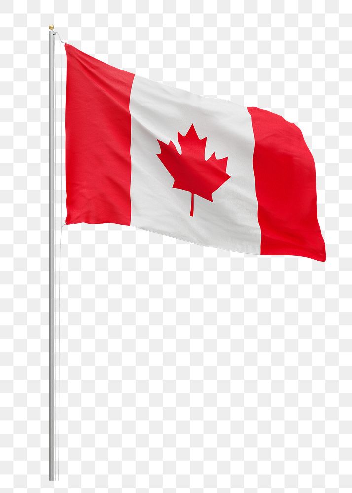 Png Canadian flag on pole, transparent background