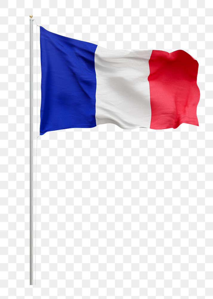 Png flag of France collage element, transparent background