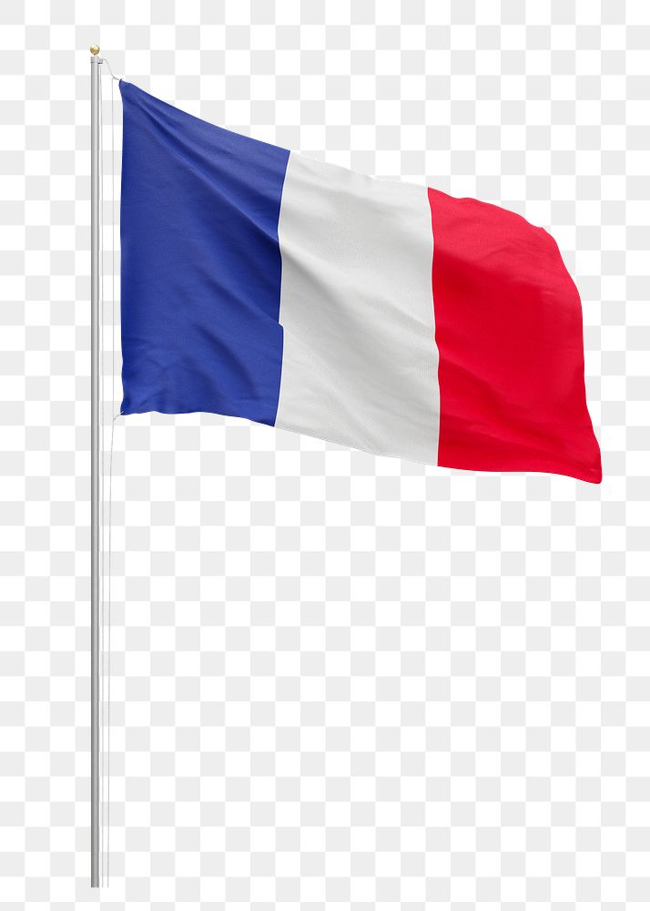 Png flag of France collage element, transparent background