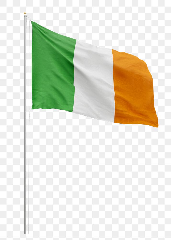 Png flag of Ireland collage element, transparent background