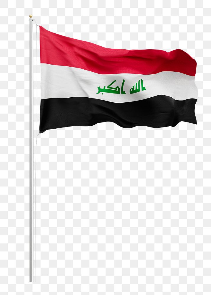 Png flag of Iraq collage element, transparent background