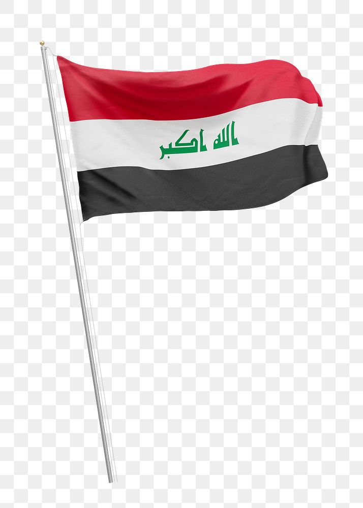Png flag of Iraq collage element, transparent background