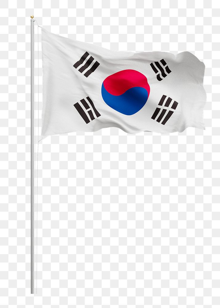 Png flag of South Korea collage element, transparent background