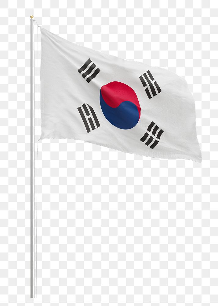 Png flag of South Korea collage element, transparent background