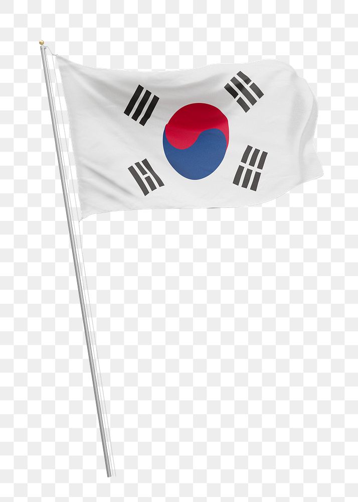 Png flag of South Korea collage element, transparent background