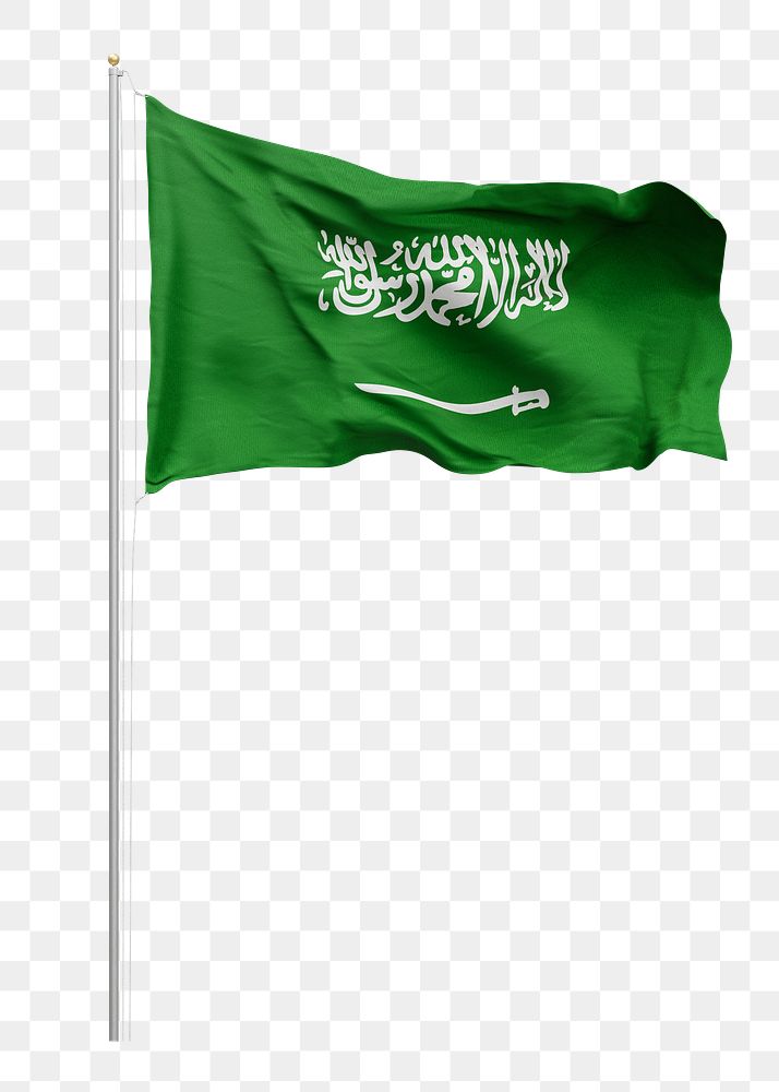 Png flag of Saudi Arabia collage element, transparent background