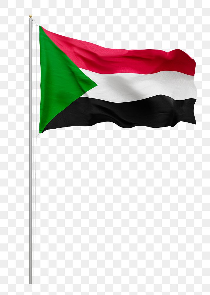 Png flag of Sudan collage element, transparent background
