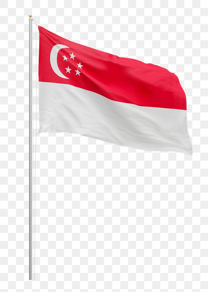 Png flag of Singapore collage element, transparent background